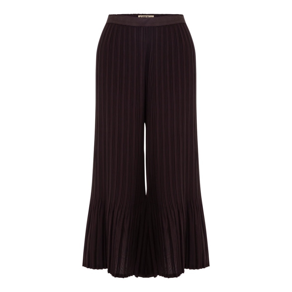 Alquema High Rise Wide Leg Micro Pleated Palazzo Trouser Pants Black Australia S